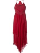 Jay Ahr Handkerchief Maxi Dress, Women's, Size: 34, Red, Silk/cotton/polyester