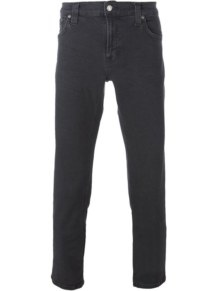 Nudie Jeans Co Washed Skinny Jeans, Men's, Size: 34, Grey, Organic Cotton/spandex/elastane