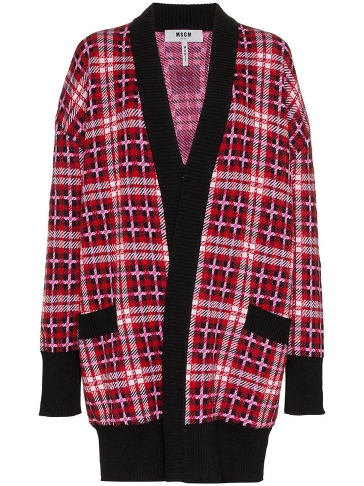 Msgm Wool Contrast Trim Knit Cardigan - Pink