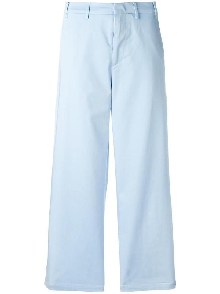 No21 Wide Leg Cropped Trousers, Women's, Size: 38, Blue, Cotton/spandex/elastane
