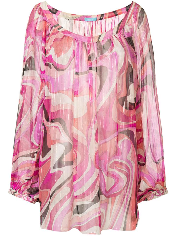 Emilio Pucci Vintage Abstract Print Sheer Blouse - Multicolour