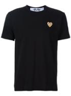 Comme Des Garçons Play Heart Application T-shirt, Men's, Size: L, Black, Cotton