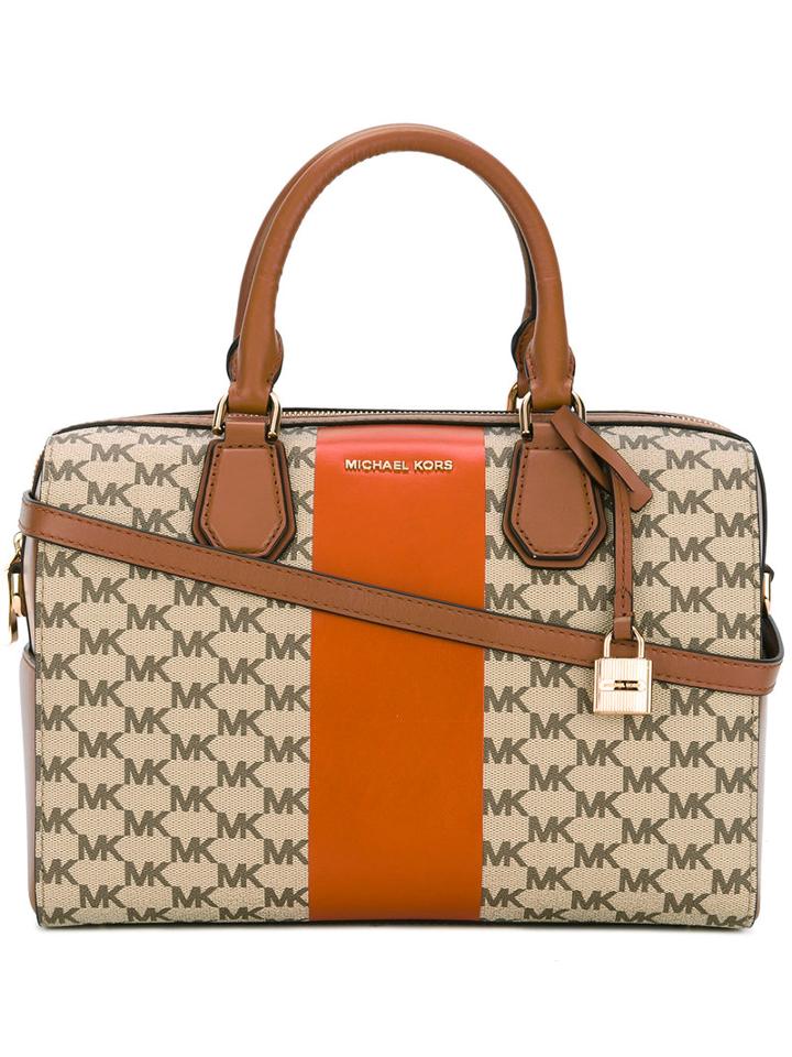 Michael Michael Kors - Panel Logo Tote - Women - Leather - One Size, Women's, Nude/neutrals, Leather