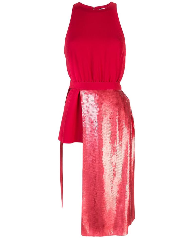 Tibi Paneled Top With Sequins - Red