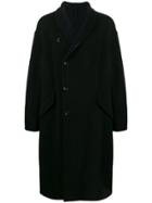 Attachment Double-breasted Coat - Black
