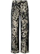 Valentino - Floral Print Trousers - Women - Virgin Wool - M, Women's, Black, Virgin Wool