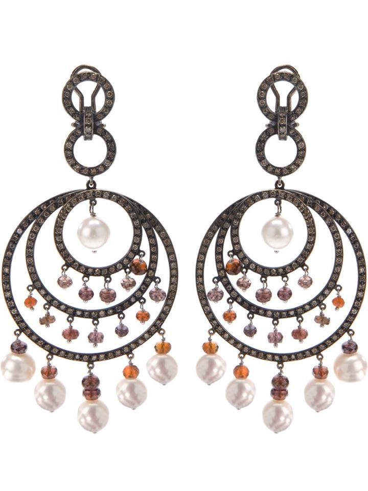 Paolo Piovan 18kt Black Gold Chandelier Earrings - Metallic