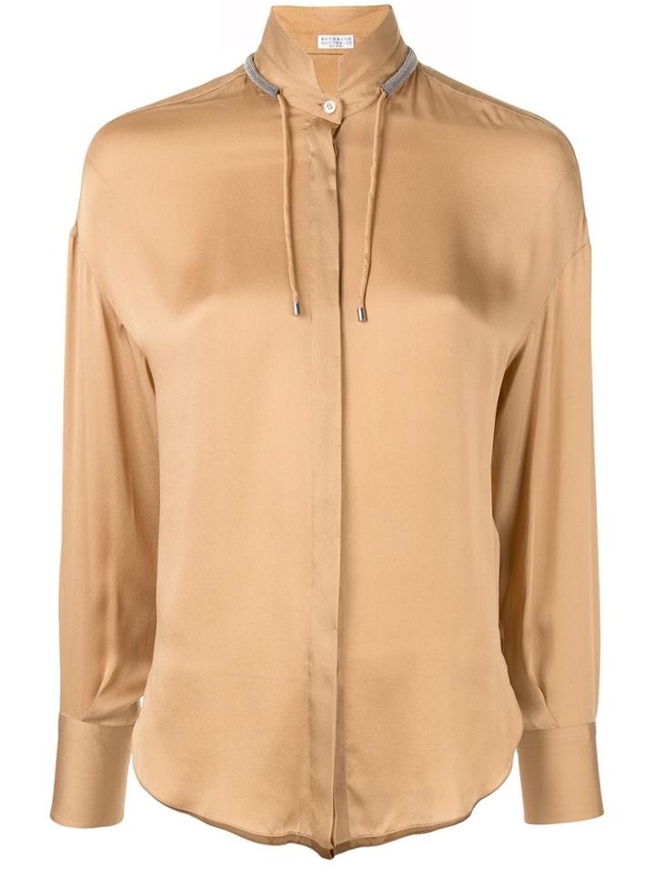 Brunello Cucinelli Ls Blouse Btn Up Monilli Neckline W/ Ds 100%se -