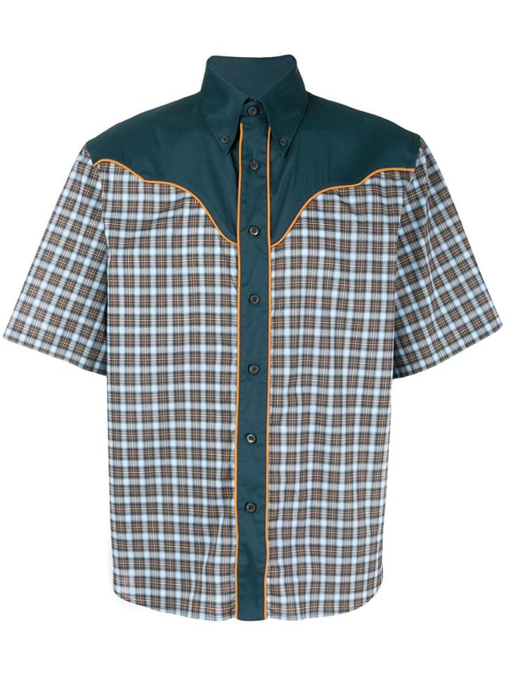 Prada Panelled Check Shirt - Green
