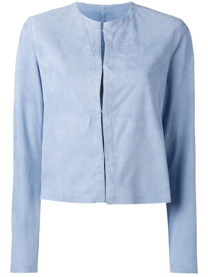 Drome Collarless Jacket, Women's, Size: Medium, Blue, Leather