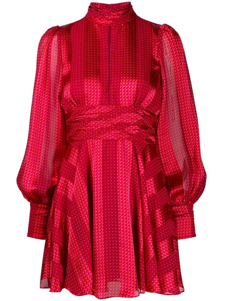 Alexis Patterned Striped Mini Dress - Red