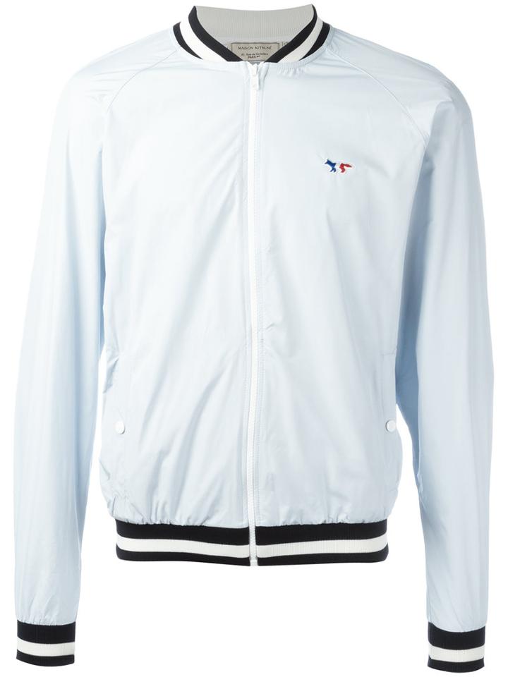 Maison Kitsuné Embroidered Windbreaker, Men's, Size: Medium, Blue, Polyester