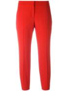Alexander Mcqueen Cropped Tailored Trousers, Women's, Size: 44, Red, Virgin Wool