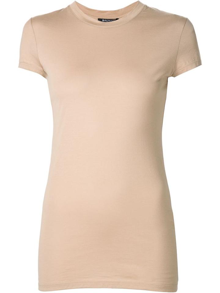 Balmain Slim Fit T-shirt, Women's, Size: 42, Nude/neutrals, Cotton