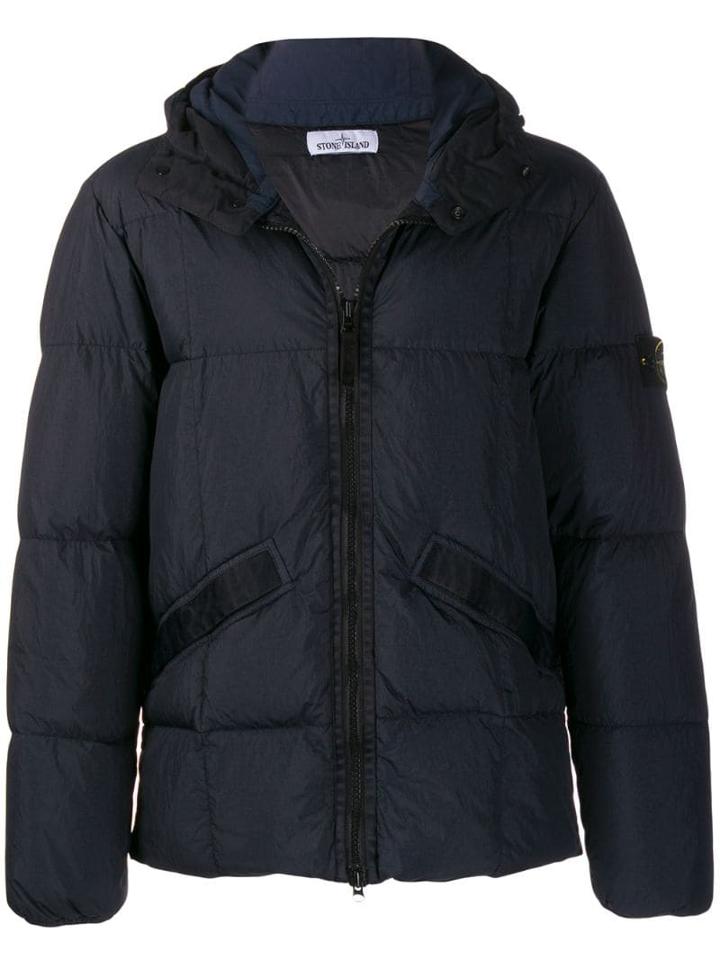 Stone Island Hooded Down Jacket - Blue