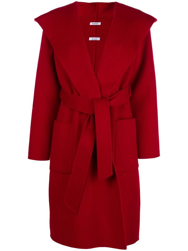 P.a.r.o.s.h. Hooded Wrap Coat - Red