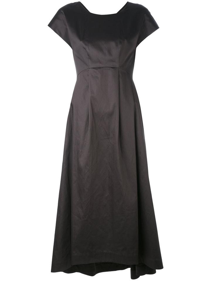 Pleat Detail Flared Dress - Women - Cotton - 36, Black, Cotton, Jil Sander Navy