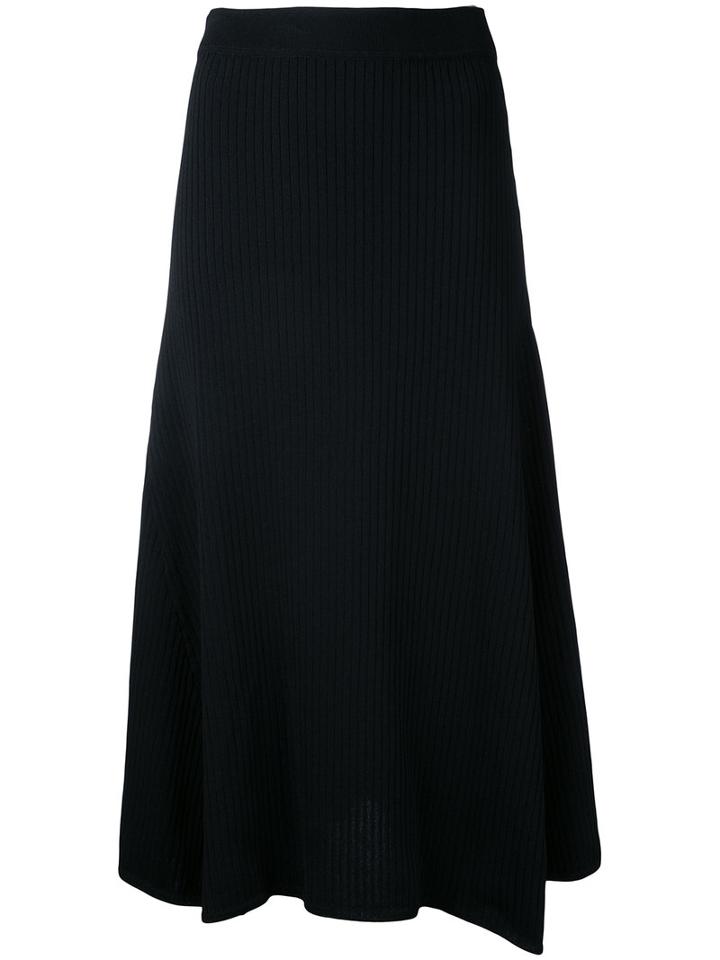 Le Ciel Bleu - Flared Rib Skirt - Women - Polyester/rayon - 36, Black, Polyester/rayon