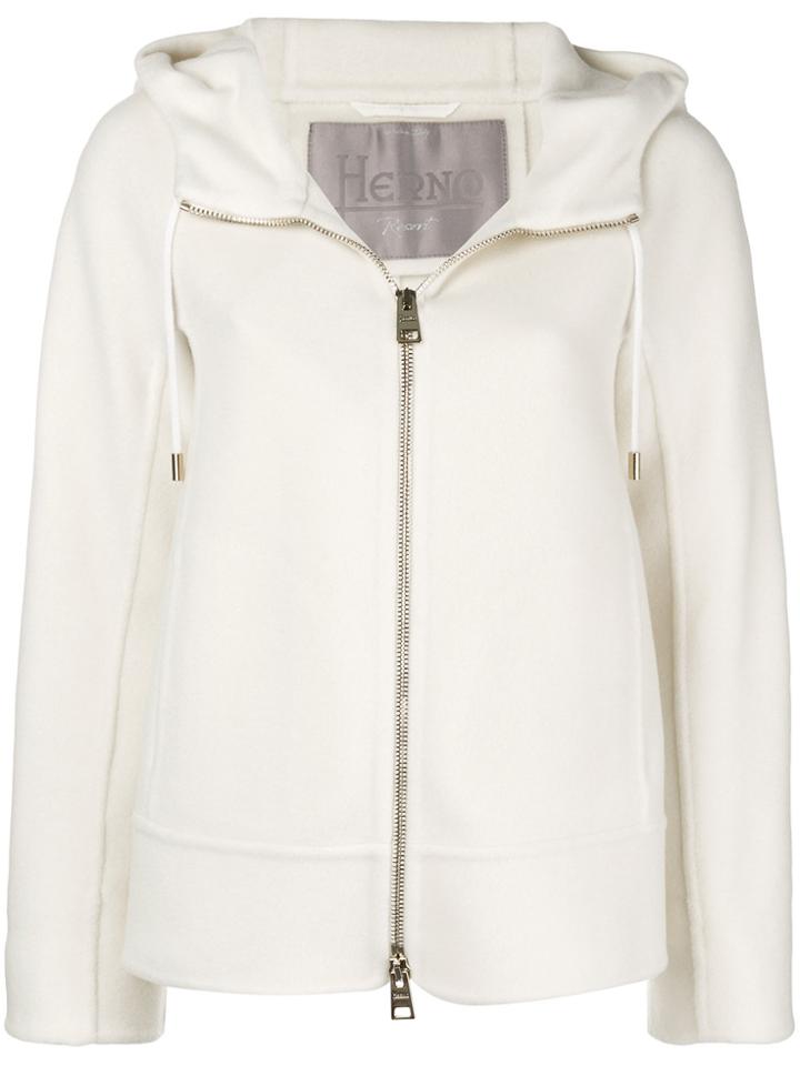 Herno Zipped Hooded Sweater - White