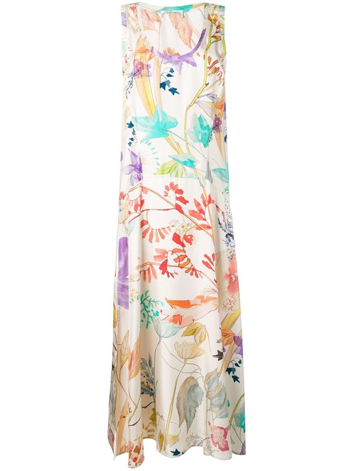 Agnona Floral Maxi Tank Dress - Neutrals