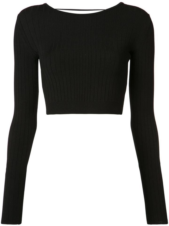 Cushnie Et Ochs - Laced Back Cropped Top - Women - Polyester/viscose - M, Black, Polyester/viscose