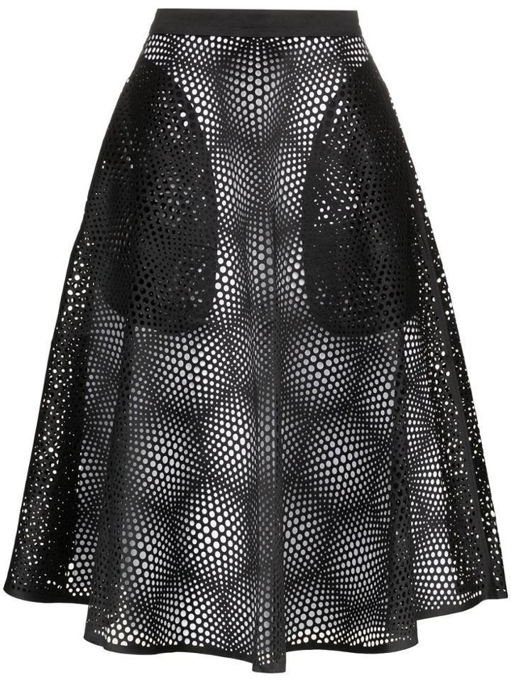 Paskal High Waisted Mesh Midi Skirt - Black