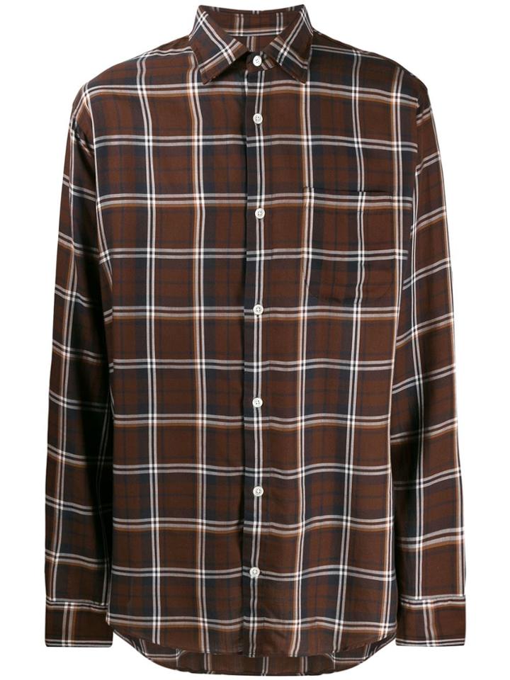 Nn07 Check Print Shirt - Brown