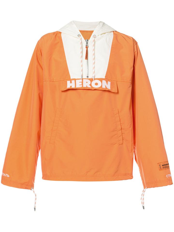 Heron Preston Logo Print Hooded Jacket - Yellow & Orange