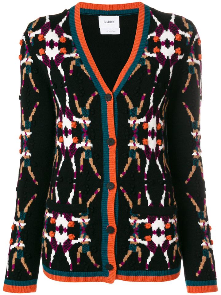 Barrie Cashmere Patterned Cardigan - Black