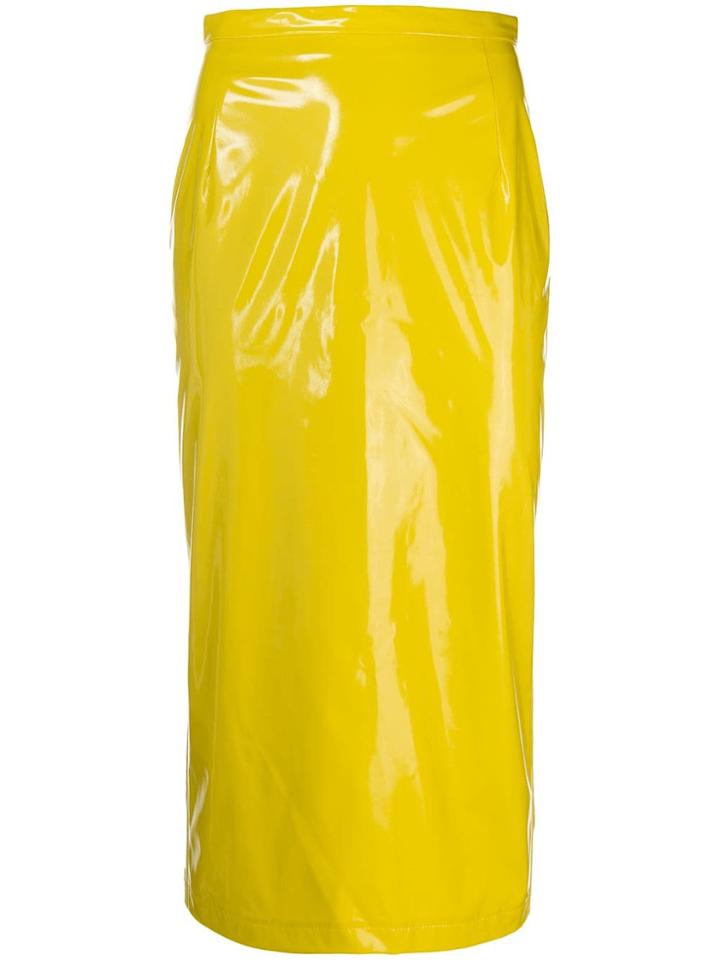 No21 Vinyl Pencil Skirt - Yellow & Orange
