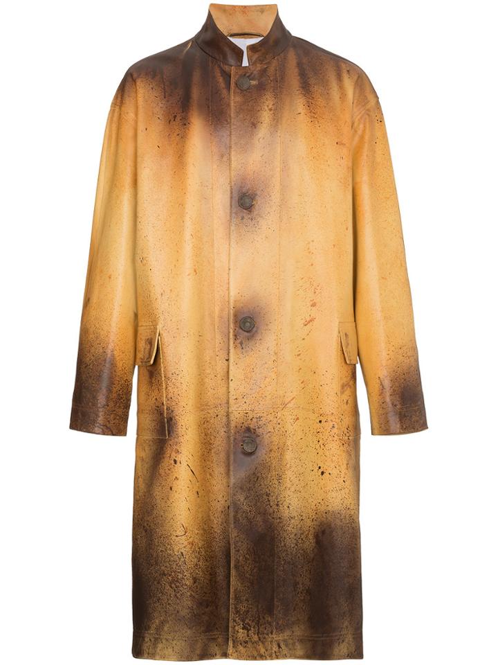 Calvin Klein 205w39nyc Distressed Leather Fireman Coat - Brown
