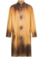 Calvin Klein 205w39nyc Distressed Leather Fireman Coat - Brown