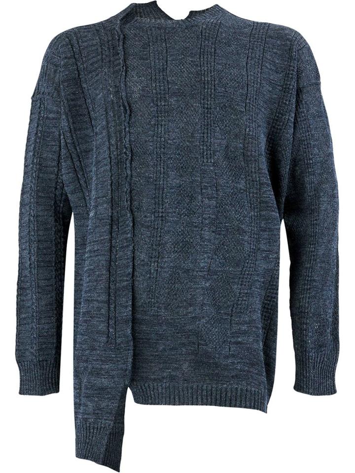 Yohji Yamamoto Asymmetric Ribbed Jumper - Blue