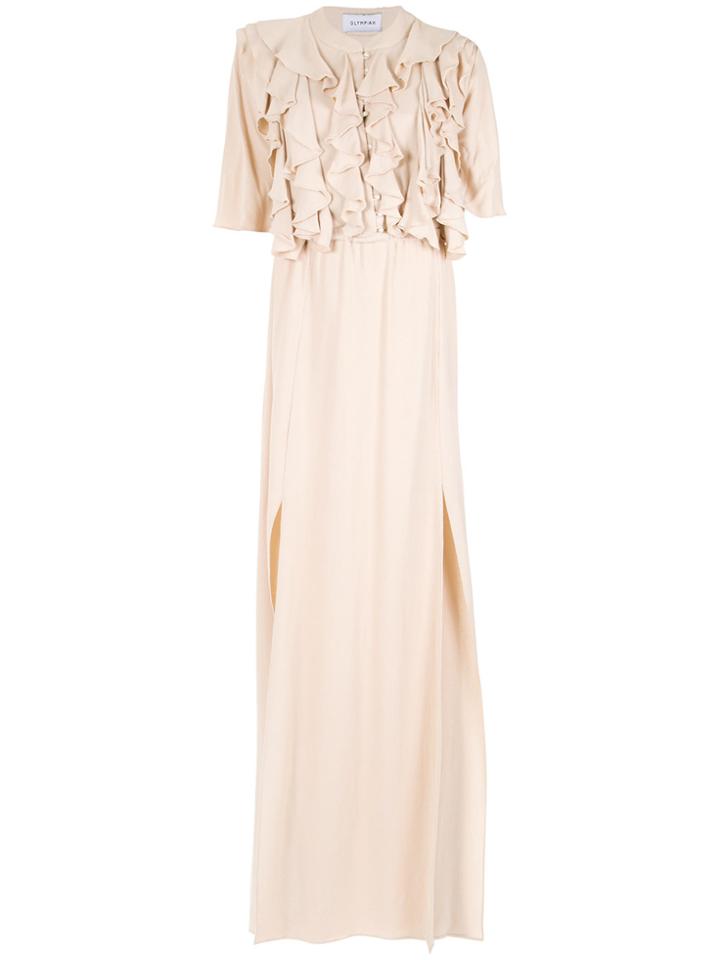Olympiah Front Slits Gown - Nude & Neutrals