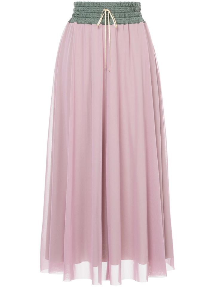 Tu Es Mon Trésor Mesh Maxi Skirt - Pink & Purple