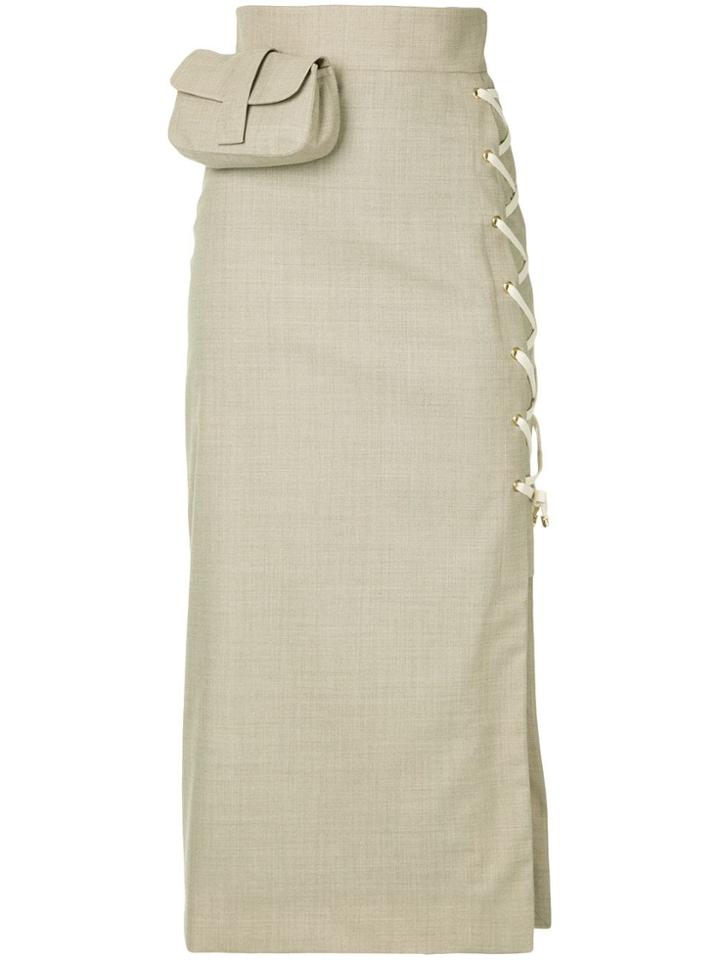 Flow The Label Belt Bag Pencil Skirt - Brown
