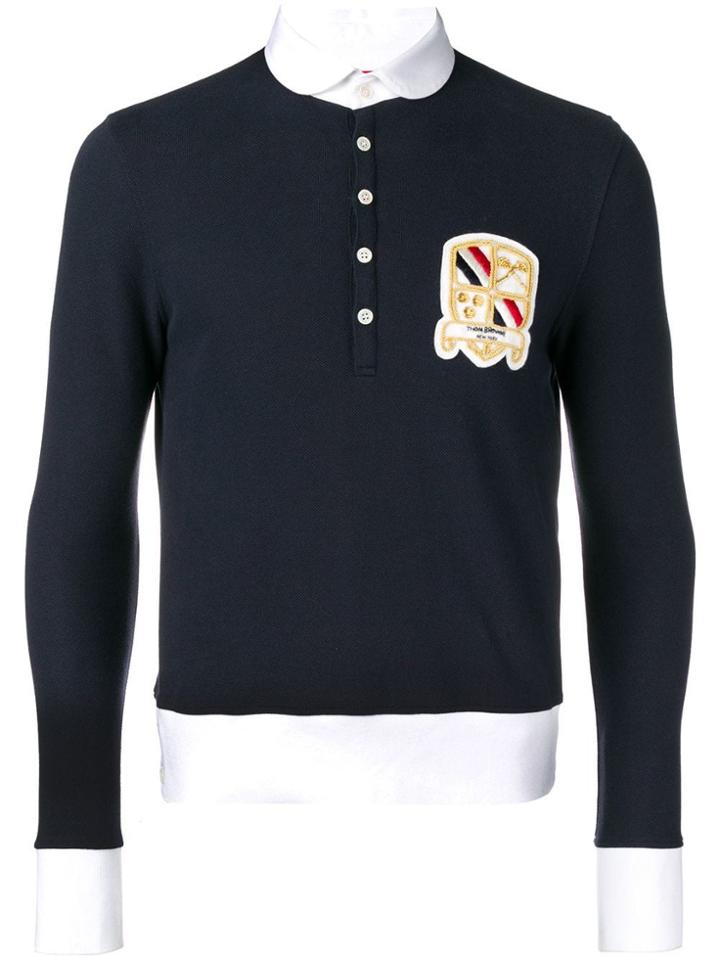 Thom Browne Center-back Stripe Piqué Polo - Blue