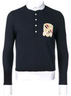 Thom Browne Center-back Stripe Piqué Polo - Blue