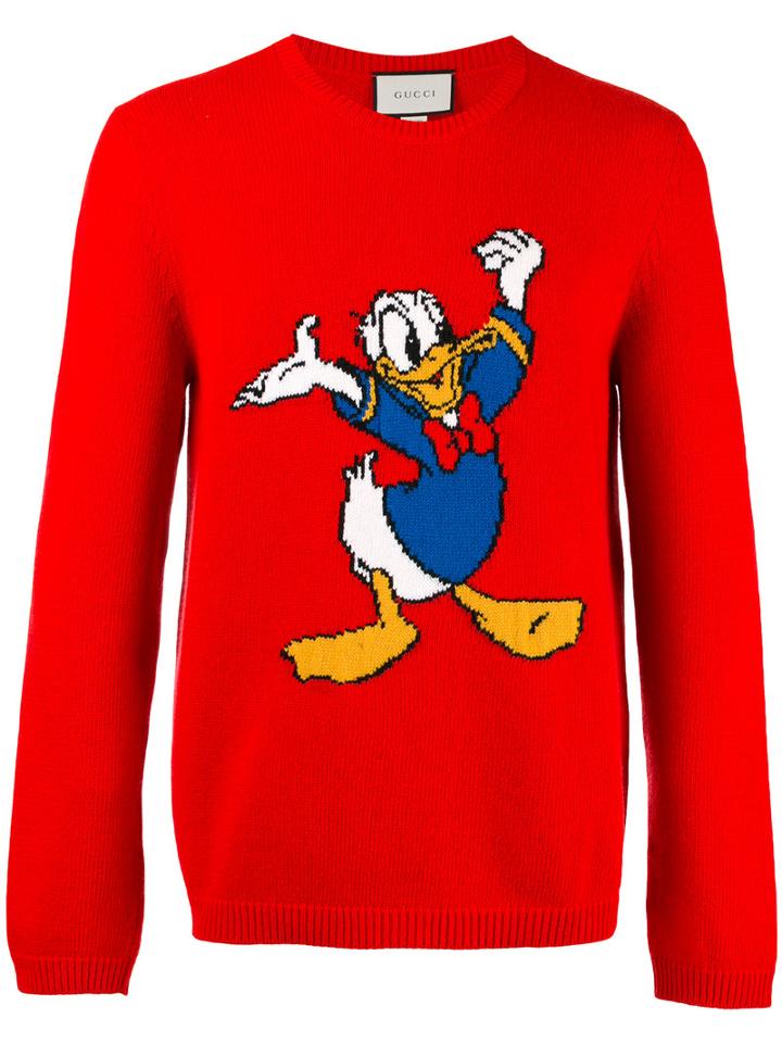 Gucci - Sweater With Donald Duck - Men - Wool - S, Red, Wool