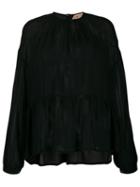 Nº21 Lightly Pleated Sheer Blouse - Black