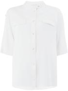 Maison Ullens Collarless Short-sleeve Shirt - White