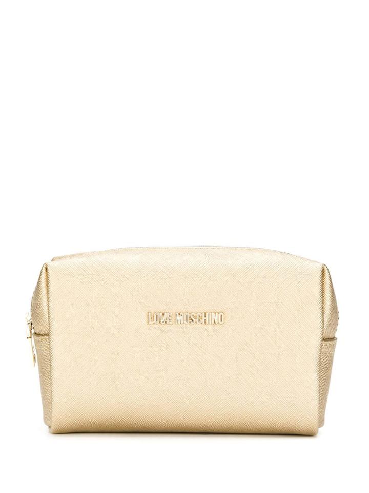 Love Moschino Logo Zipped Cosmetic Bag - Neutrals