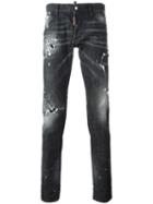 Dsquared2 Slim Bleached Distressed Jeans, Men's, Size: 44, Black, Cotton/spandex/elastane