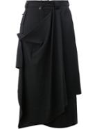 Yohji Yamamoto Drape Effect Cropped Trousers, Women's, Size: 2, Black, Wool