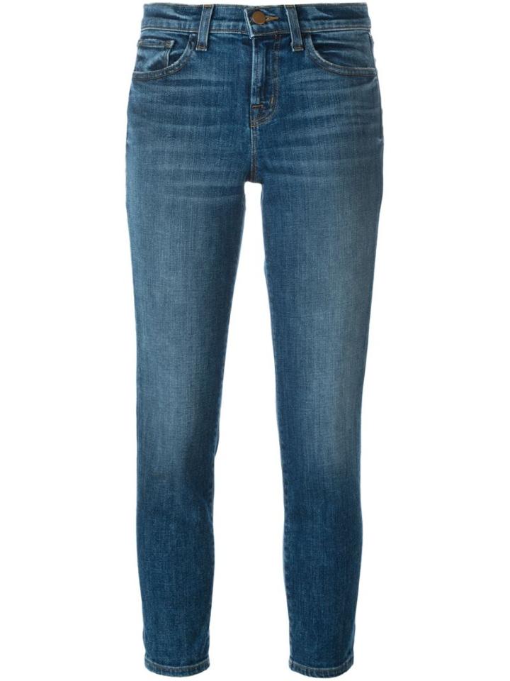 J Brand Stonewashed Cropped Jeans, Women's, Size: 28, Blue, Cotton/polyurethane