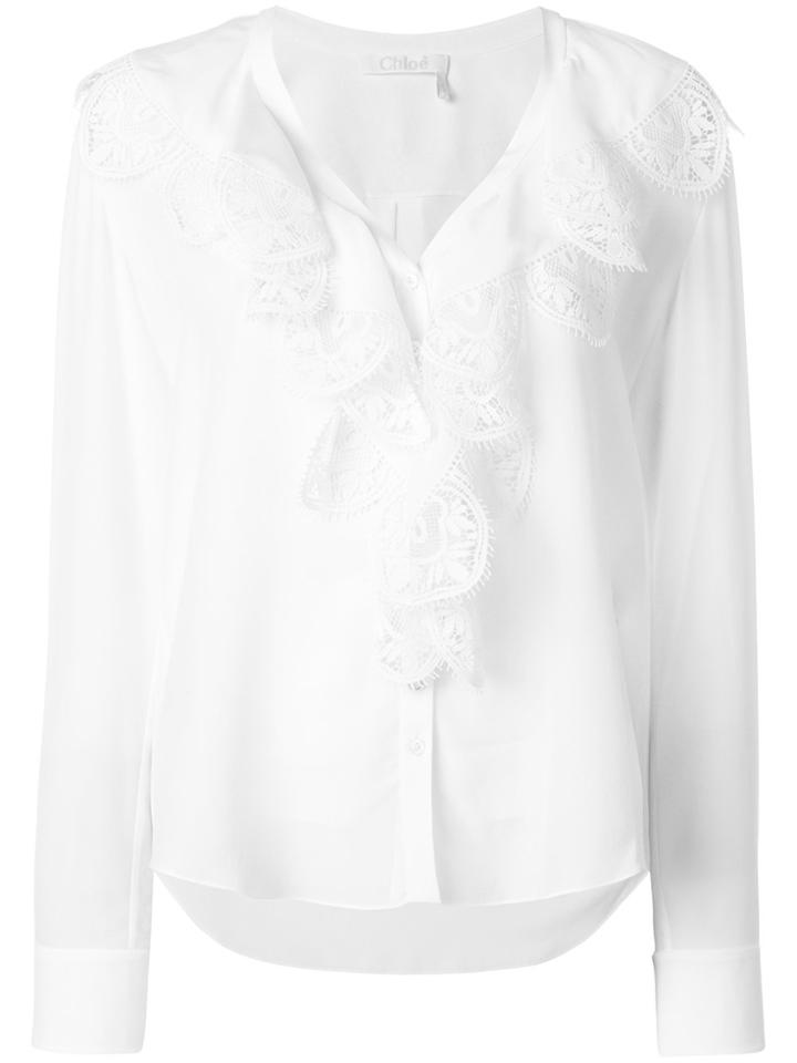 Chloé Ruffle Trimmed Blouse - White