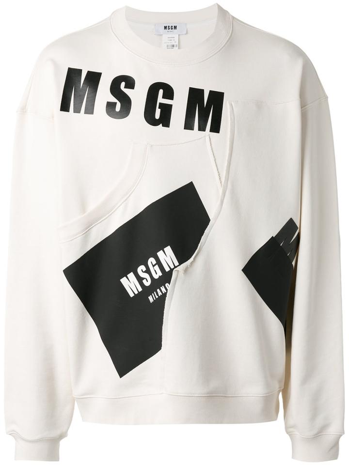 Msgm - Logo Print Sweatshirt - Men - Cotton - S, White, Cotton