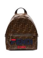Fendi Fendi Mania Logo Mini Leather Backpack - Brown