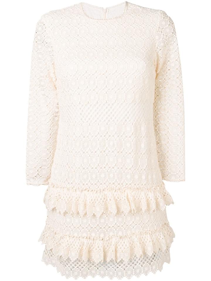 Philosophy Di Lorenzo Serafini Ruffle Detail Crochet Dress - White