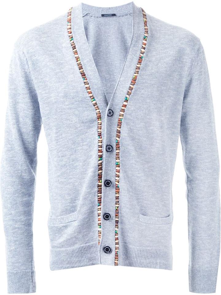 Guild Prime Beaded Fastening Button Down Cardigan, Men's, Size: 1, Blue, Cotton/ramie